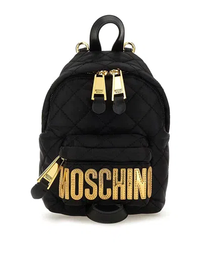 Moschino Mini Quilted Backpack In Black