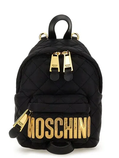 Moschino Mini Quilted Backpack In Black