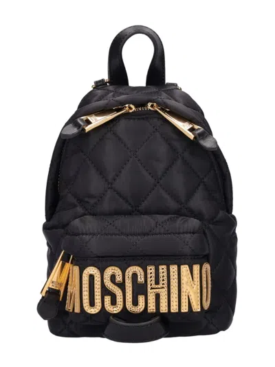 Moschino Mini Quilted Backpack In Black