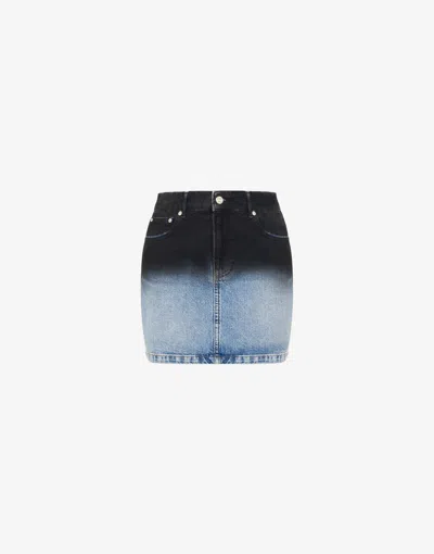 Moschino Mini Skirt In Degradé Denim In Black