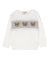 Moschino Mini Teddy Bears Crew Neck Pullover In White