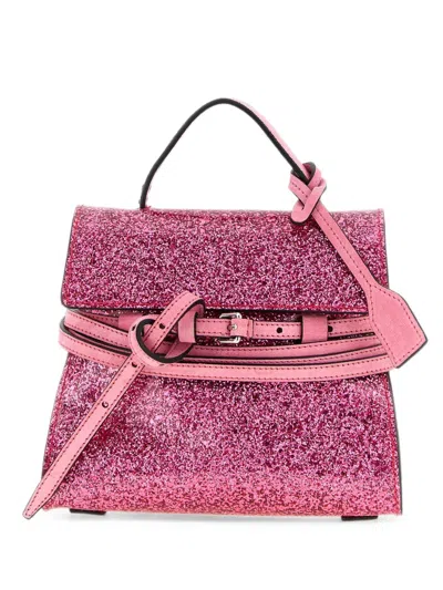 Moschino Tie Me Small Shoulder Bag Buckle Strap In Pink