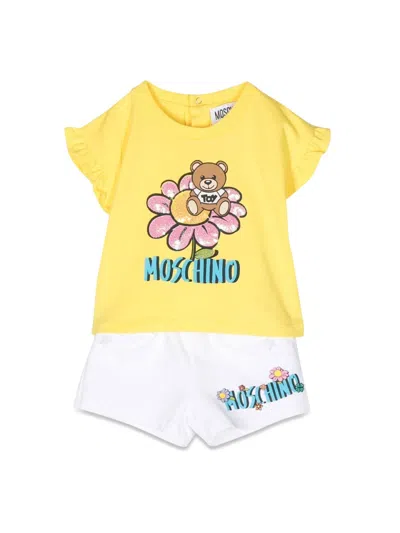Moschino Mini T-shirt And Shorts Set For Girls In White