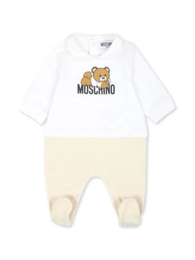 Moschino Mini Unisex Baby Romper Set In Beige