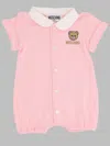 Moschino Mini Unisex Cotton Jumpsuit With Gift Box In Pink