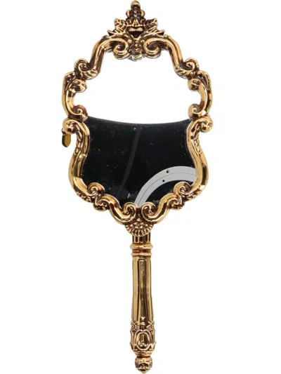 Moschino Mirror Removable-chain Clutch In Gold