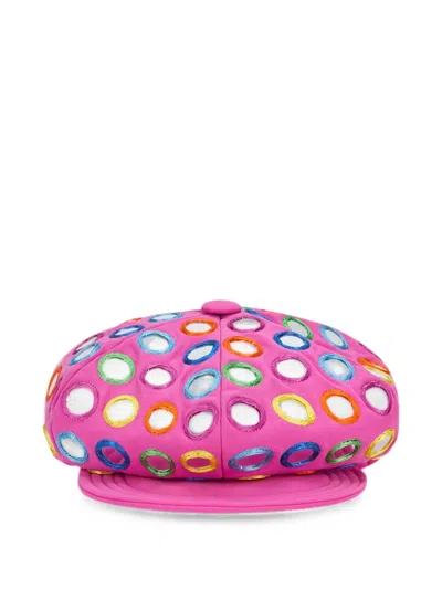 Moschino Mirror-embellished Beret In Pink