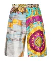 Moschino Graphic-print Silk Shorts In Multicolor