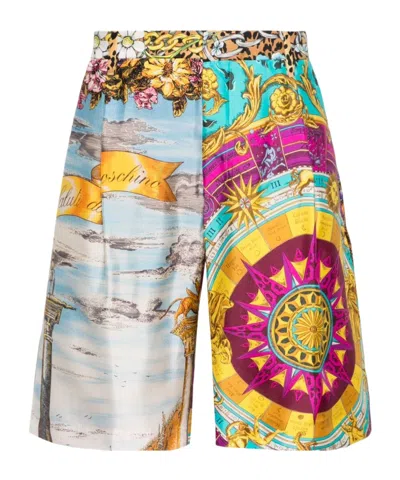 MOSCHINO GRAPHIC-PRINT SILK SHORTS
