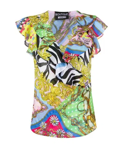 Moschino Mixed Printed Short-sleeve T-shirt In Multicolor