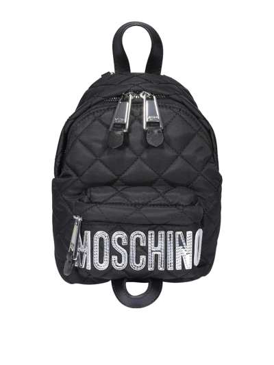 Moschino Quilted Nylon Backpack In Black