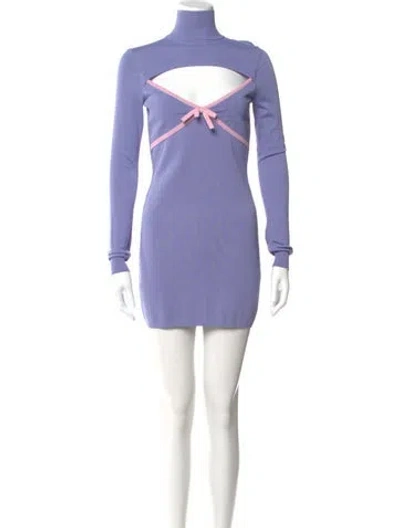 Pre-owned Moschino Mock Neck Mini Dress In Purple