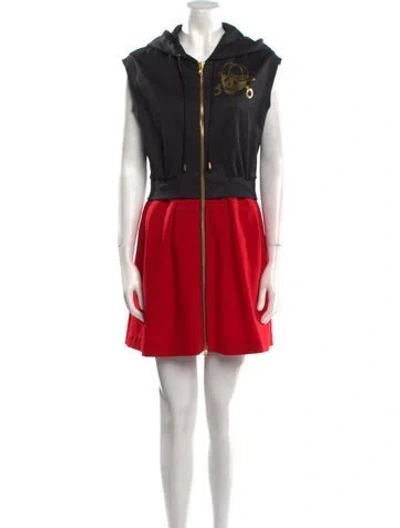 Pre-owned Moschino Mock Neck Mini Dress In Red