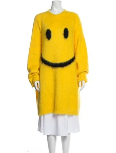 Pre-owned Moschino Mohair Graphic Print Sweater In Yellow