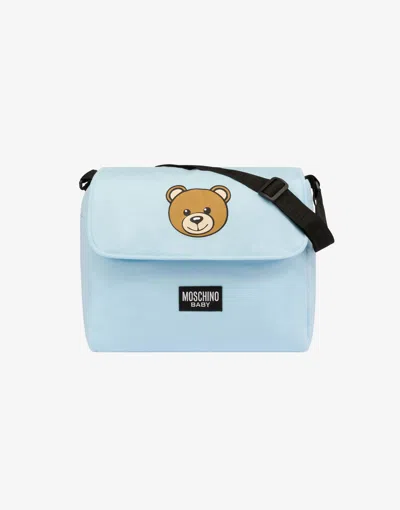 Moschino Mom Bag With Changing Mat Teddy Print In Blue