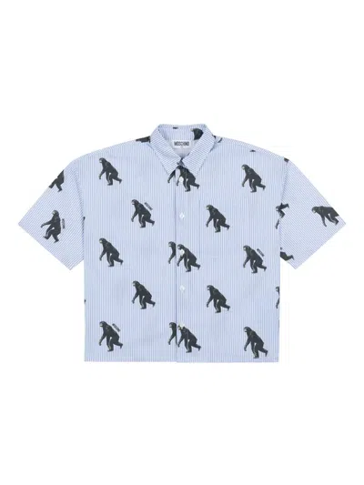 Moschino Kids' Monkey-print Shirt In Blue