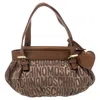 MOSCHINO MONOGRAM CANVAS AND LEATHER TOTE