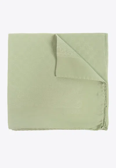 Moschino Monogram Jacquard Silk Scarf In Green