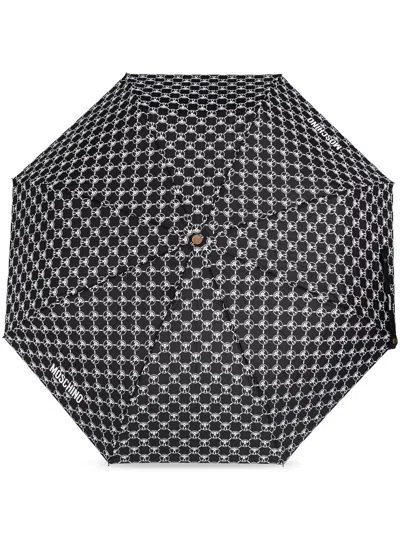 Moschino Monogram-pattern Umbrella In Black