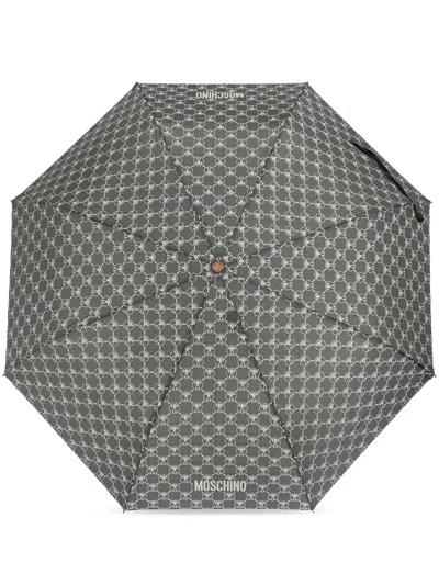 Moschino Monogram-pattern Umbrella In Grey