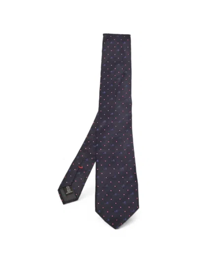 Pre-owned Moschino Monogram Polka-dot Tie In Blue