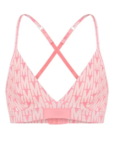 Moschino Monogram-print Bra In Pink