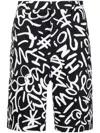 Moschino Monogram-print Chino Shorts In Black