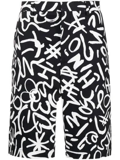 Moschino Monogram-print Chino Shorts In Black