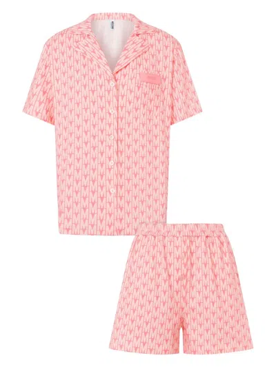Moschino Monogram-print Pajama Set In Pink