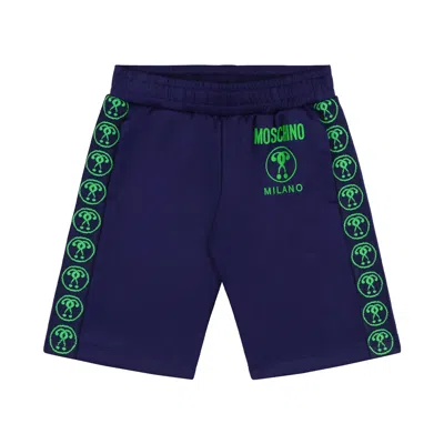 Moschino Kids' -monogram Tape Shorts-huq016-lda40-40016-blue Navy