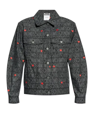MOSCHINO MOSCHINO MONOGRAMMED HEART EMBROIDERED JACKET