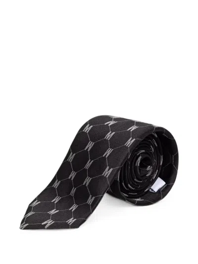 Moschino Monogram-print Geometric-pattern Tie In Black