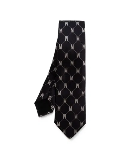 Moschino Monogram-print Silk Tie In Transparent