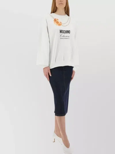 Moschino Morning Graphic Print Crewneck Sweatshirt