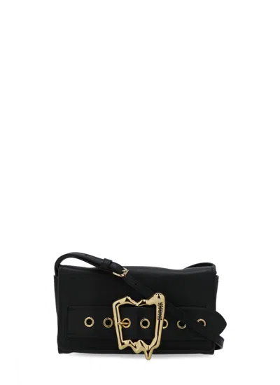 Moschino Morphed Buckle Shoulder Bag In Black