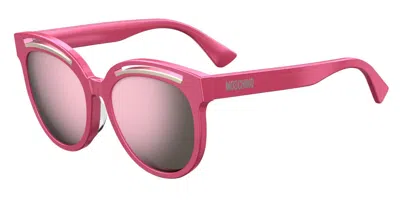 Moschino Mos043/f/s Asian Fit Mu1/vq Women's Sunglasses Pink Size 56 In Gold