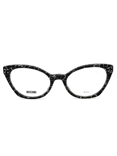 Moschino Mos582 Eyeglasses In Blk Marble/clear Demo Lens