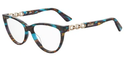 Moschino Mos589 X8q Women's Glasses Tortoiseshell Size 53 - Free Lenses - Blue Light Block Available In Burnished Blue Tortoise
