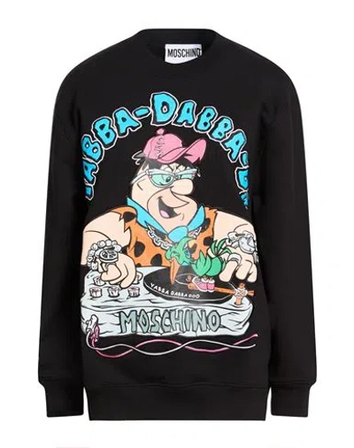 Moschino Couture + The Flintstones Woman Sweatshirt Black Size 2 Cotton
