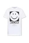 Moschino Crew Neck Smiley Print Graphic T-shirt Straight Hem In Black