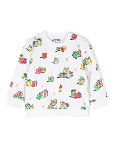 Moschino Babies' Sweatshirt Mit Print In Weiss