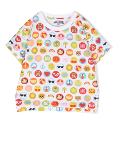 Moschino Babies' T-shirt Mit Print In White