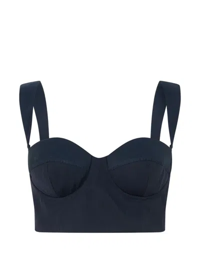 Moschino Moulded-cup Crop Top In Blue