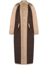 Moschino Reversible Trench Coat In Gabardine And Satin In Multi Beige