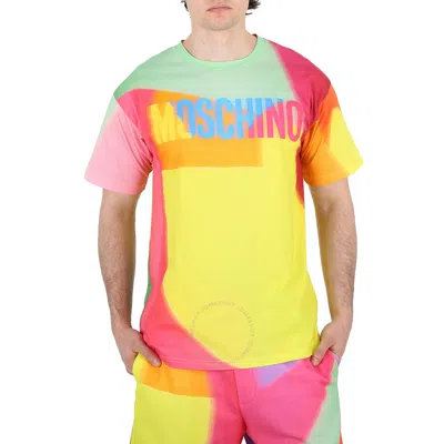 Moschino Multi Colorblock Oversized Logo T-shirt In Pink