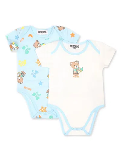 Moschino Babies' Multi Print Teddy Bear Bodies Set (set Of Two) In Blue