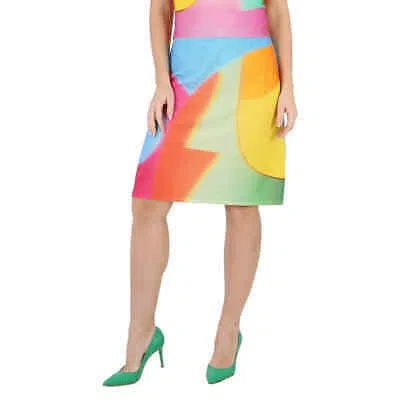 Pre-owned Moschino Multi Projection Print Merino Wool Skirt In Multicolor