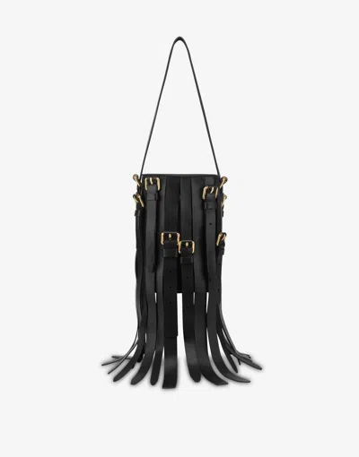 Moschino Multibelts Nappa Bucket Bag In Black