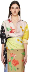 Moschino Oversized Mixed Print French Collar Long Sleeves In 1888 Multi Only One