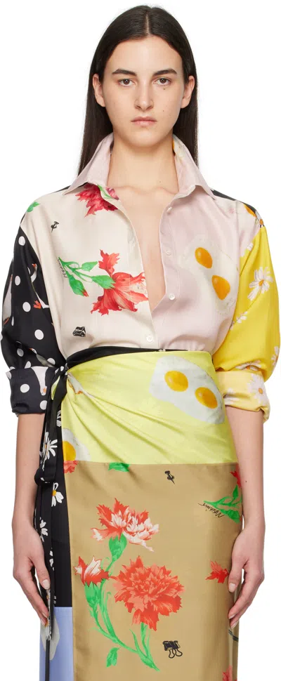 MOSCHINO MULTICOLOR ALL OVER DAISY PRINT SHIRT